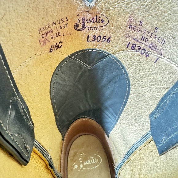 Justin Roper Cowboy Boots 3025 Gray Men 6.5C Made in USA VTG Y2K 87' Stock - Picture 13 of 17